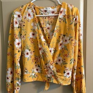 Francesca’s Floral Long Sleeve with Open Back - Size M